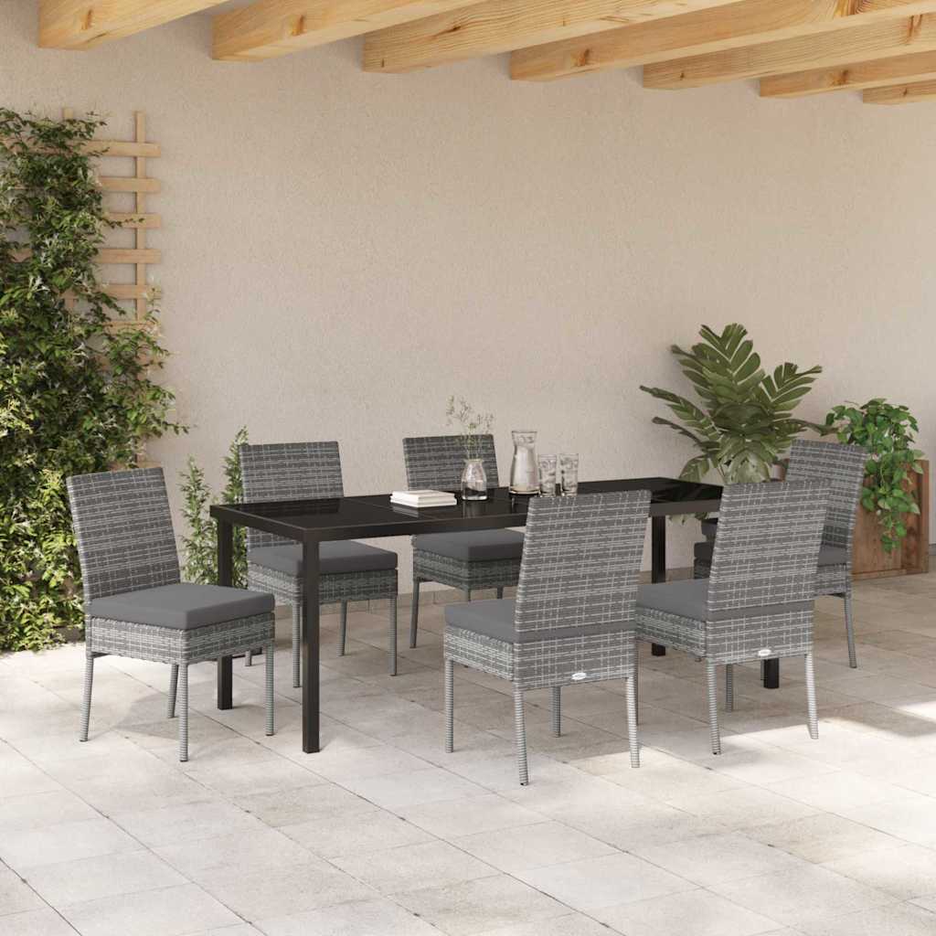 Tuin Eettafelset 7 Pcs Grijs Gepoedercoat Staal