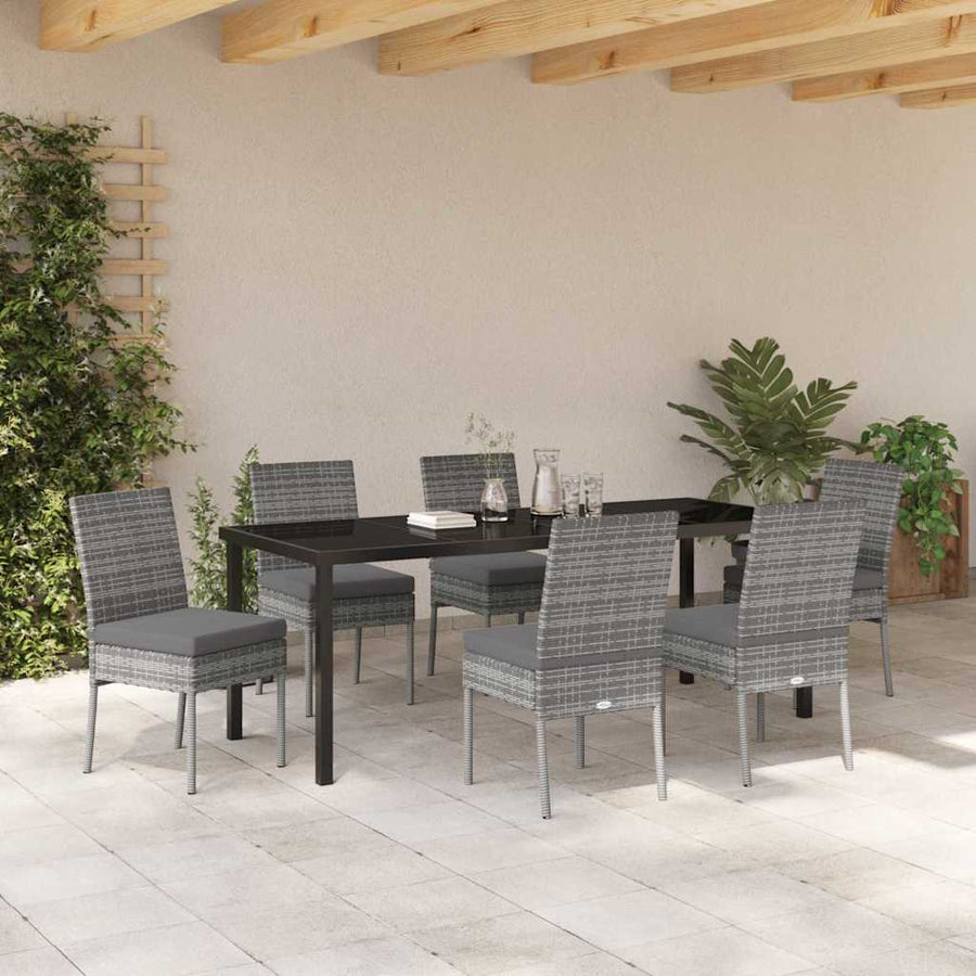 Tuin Eettafelset 7 Pcs Grijs Gepoedercoat Staal