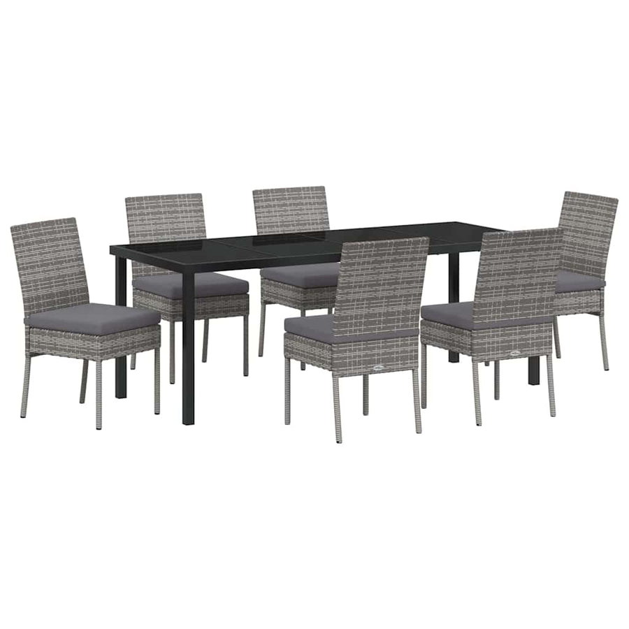 Tuin Eettafelset 7 Pcs Grijs Gepoedercoat Staal