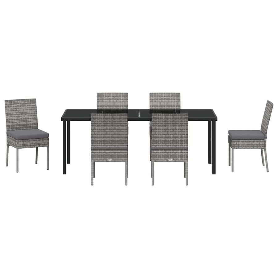 Tuin Eettafelset 7 Pcs Grijs Gepoedercoat Staal