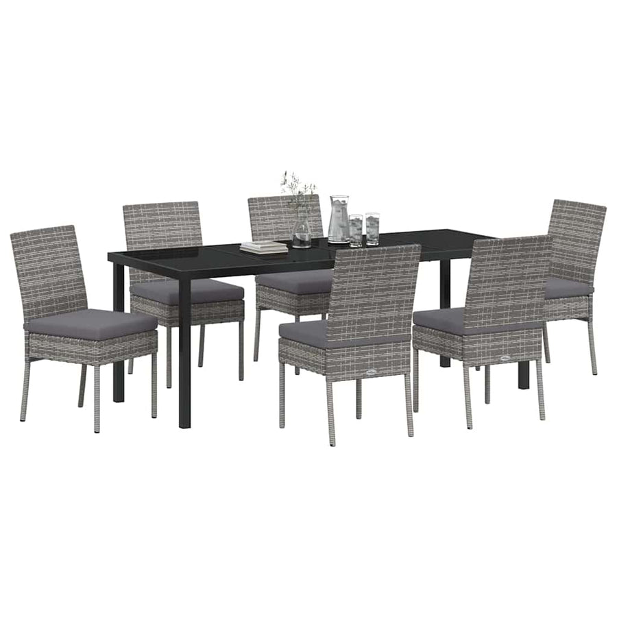 Tuin Eettafelset 7 Pcs Grijs Gepoedercoat Staal