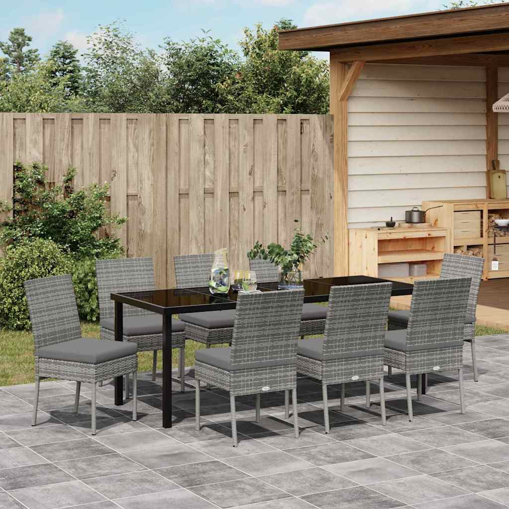 Tuin Eettafelset 9 Pcs Gepoedercoat Staal 8-persoons Grijs 200 cm