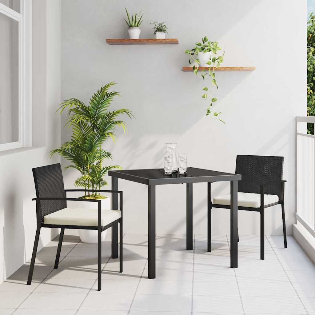 Tuin eettafelset 3 pcs Zwart Gepoedercoat staal