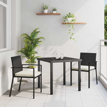 Tuin eettafelset 3 pcs Zwart Gepoedercoat staal