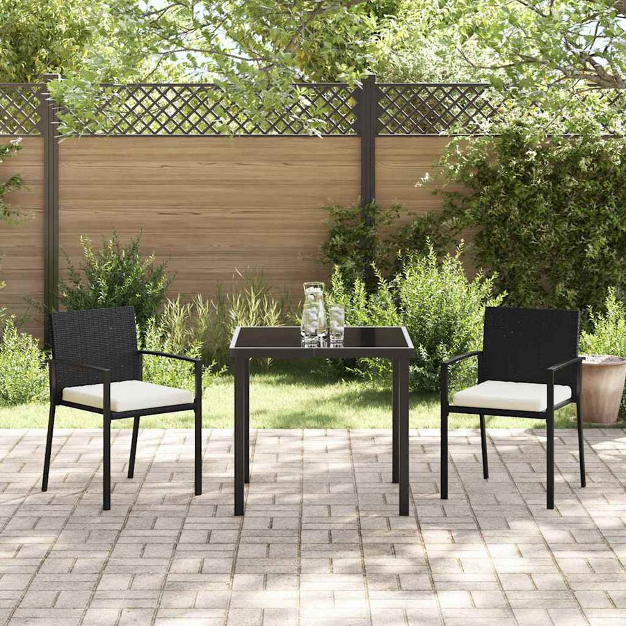 Tuin eettafelset 3 pcs Zwart Gepoedercoat staal