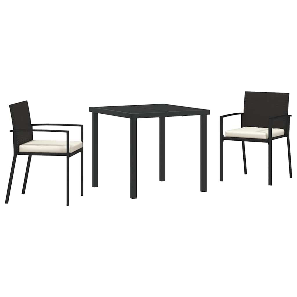 Tuin eettafelset 3 pcs Zwart Gepoedercoat staal