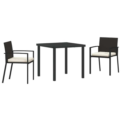 Tuin eettafelset 3 pcs Zwart Gepoedercoat staal