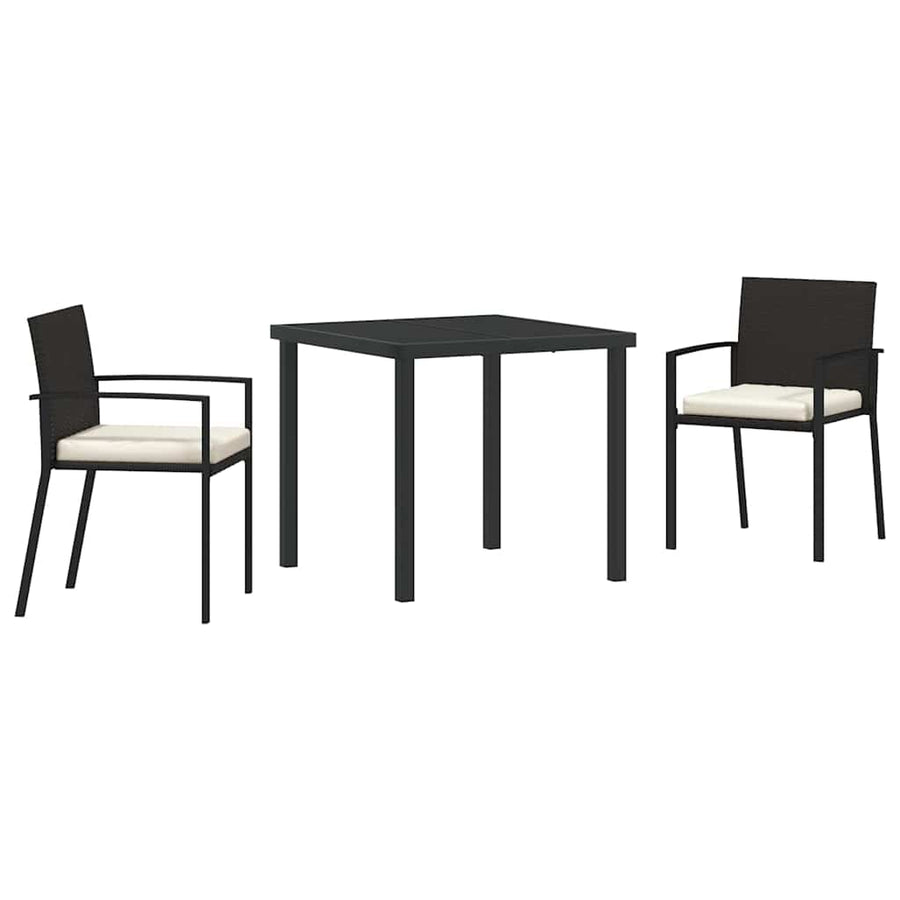 Tuin eettafelset 3 pcs Zwart Gepoedercoat staal