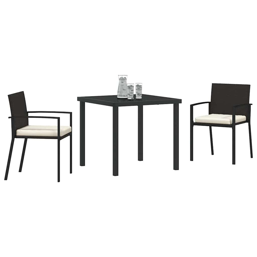 Tuin eettafelset 3 pcs Zwart Gepoedercoat staal