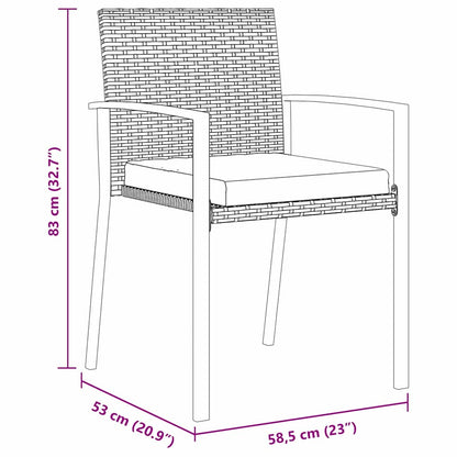 Tuin eettafelset 3 pcs Zwart Gepoedercoat staal