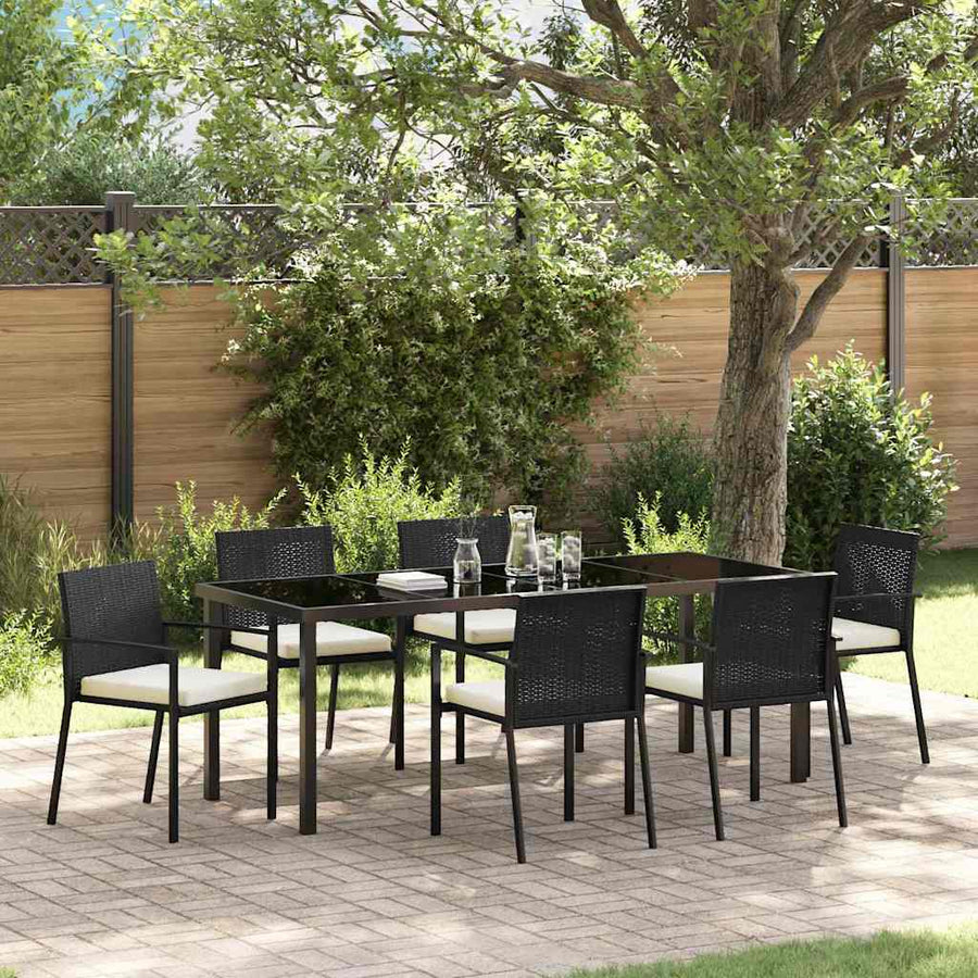 Tuin Eettafelset 7 Pcs Zwart Gepoedercoat Staal