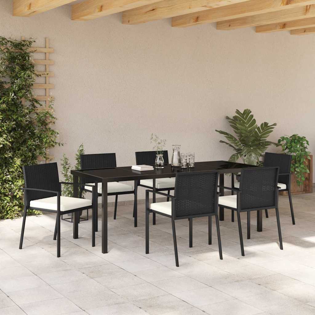 Tuin Eettafelset 7 Pcs Zwart Gepoedercoat Staal