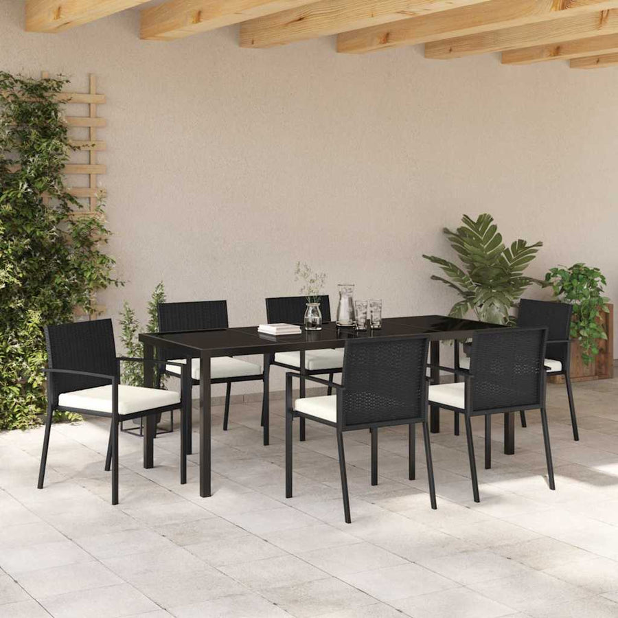 Tuin Eettafelset 7 Pcs Zwart Gepoedercoat Staal
