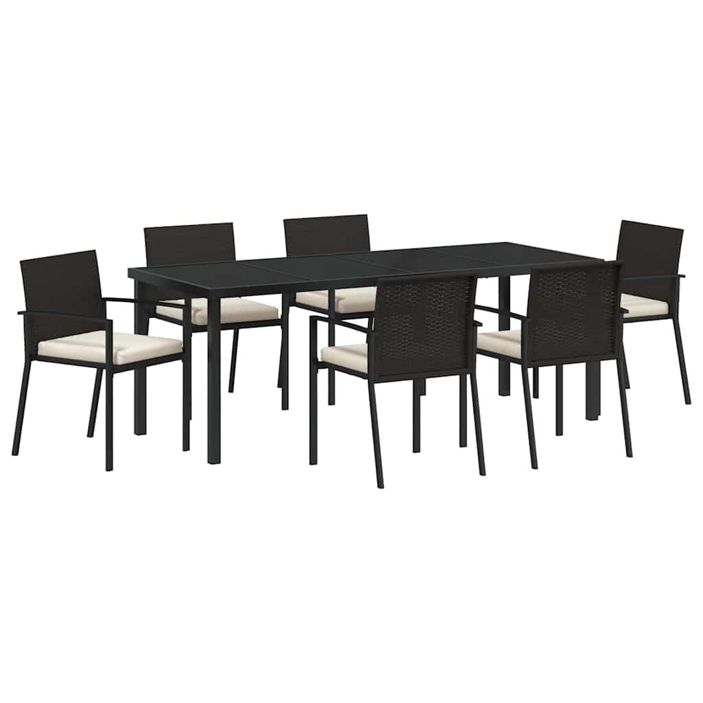 Tuin Eettafelset 7 Pcs Zwart Gepoedercoat Staal