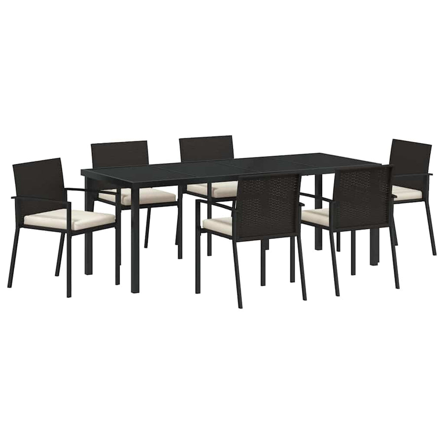Tuin Eettafelset 7 Pcs Zwart Gepoedercoat Staal