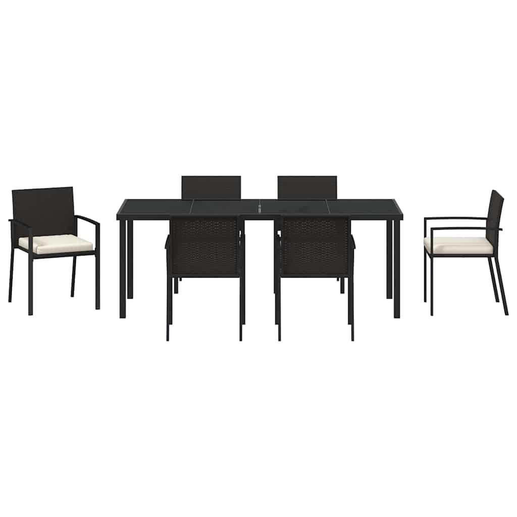Tuin Eettafelset 7 Pcs Zwart Gepoedercoat Staal