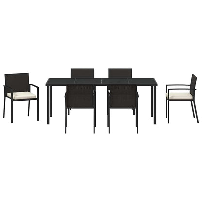 Tuin Eettafelset 7 Pcs Zwart Gepoedercoat Staal