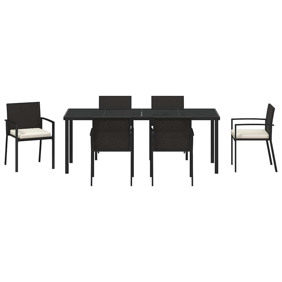 Tuin Eettafelset 7 Pcs Zwart Gepoedercoat Staal