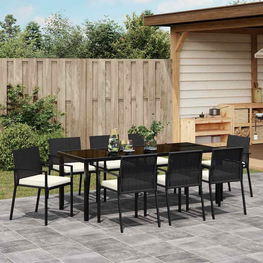 Tuin Eettafelset 9 Pcs Zwart Gepoedercoat Staal