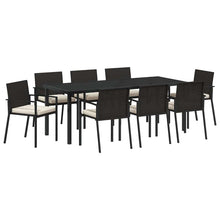 Tuin Eettafelset 9 Pcs Zwart Gepoedercoat Staal