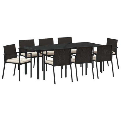 Tuin Eettafelset 9 Pcs Zwart Gepoedercoat Staal