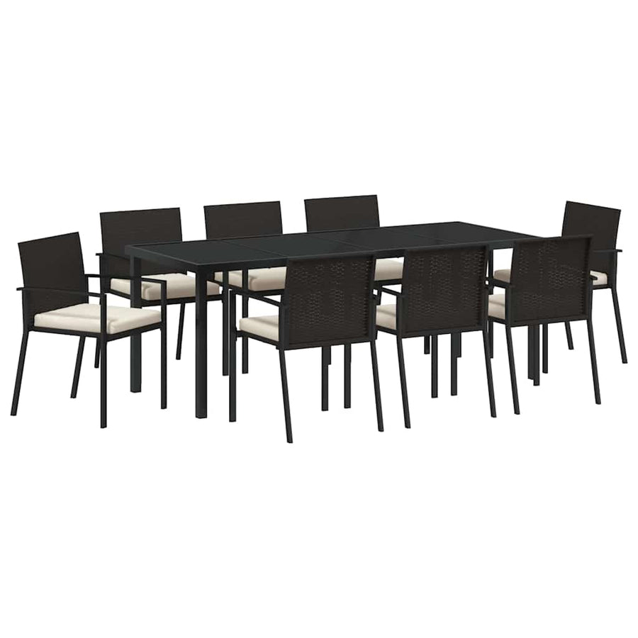 Tuin Eettafelset 9 Pcs Zwart Gepoedercoat Staal