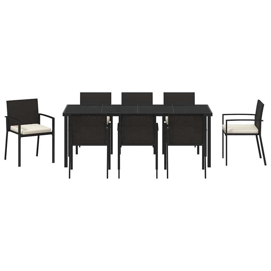 Tuin Eettafelset 9 Pcs Zwart Gepoedercoat Staal
