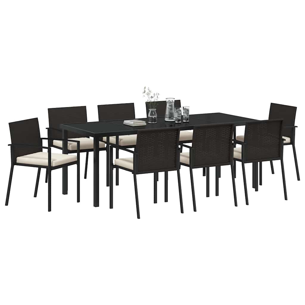 Tuin Eettafelset 9 Pcs Zwart Gepoedercoat Staal
