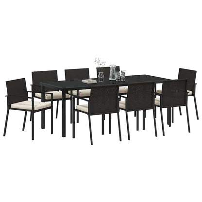 Tuin Eettafelset 9 Pcs Zwart Gepoedercoat Staal