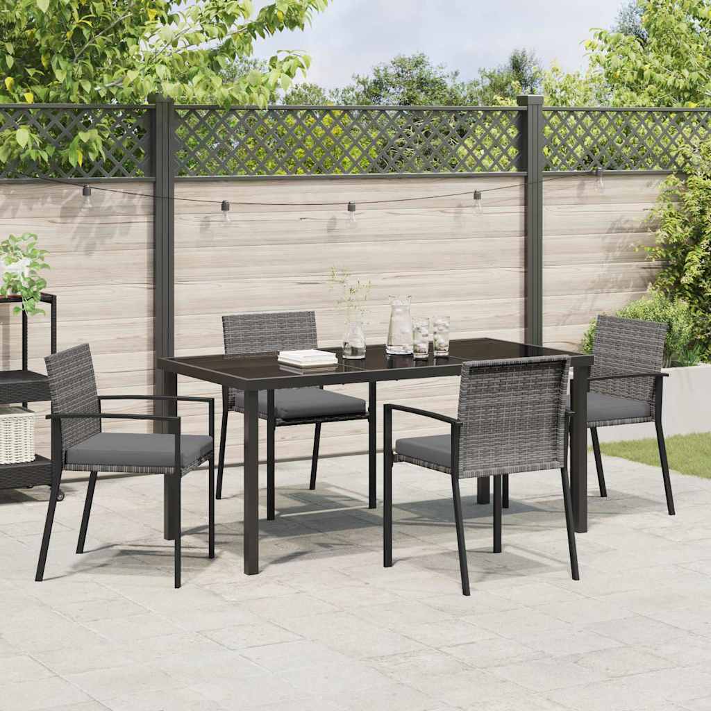 Tuin eettafelset 5 pcs Grijs Gepoedercoat staal