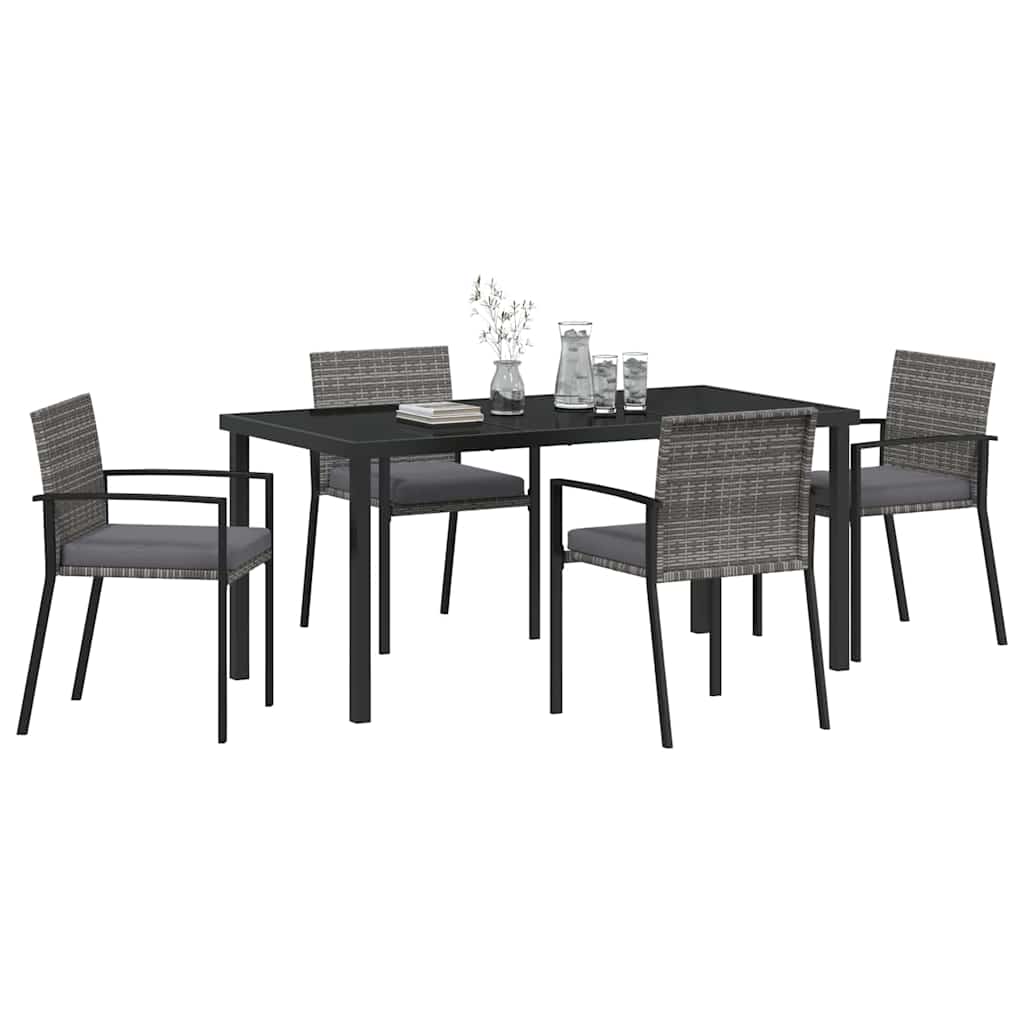 Tuin eettafelset 5 pcs Grijs Gepoedercoat staal