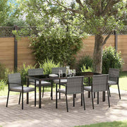 Tuin eettafelset 6 personen grijs staal