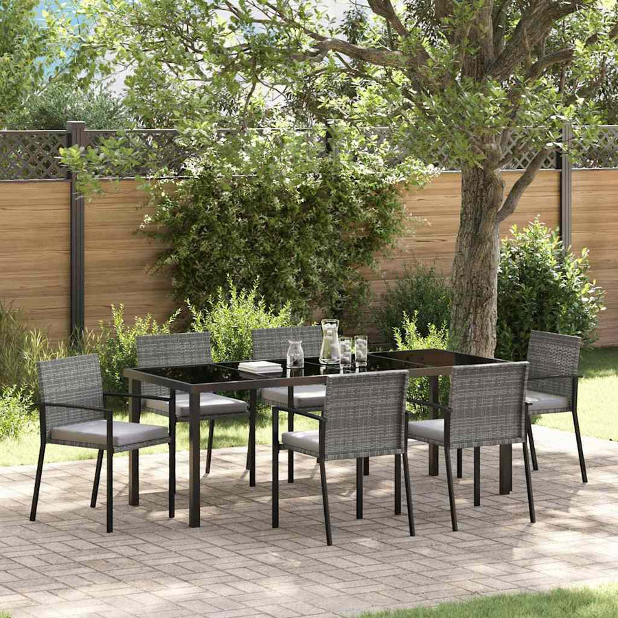 Tuin Eettafelset 6 Pcs Grijs Gepoedercoat Staal