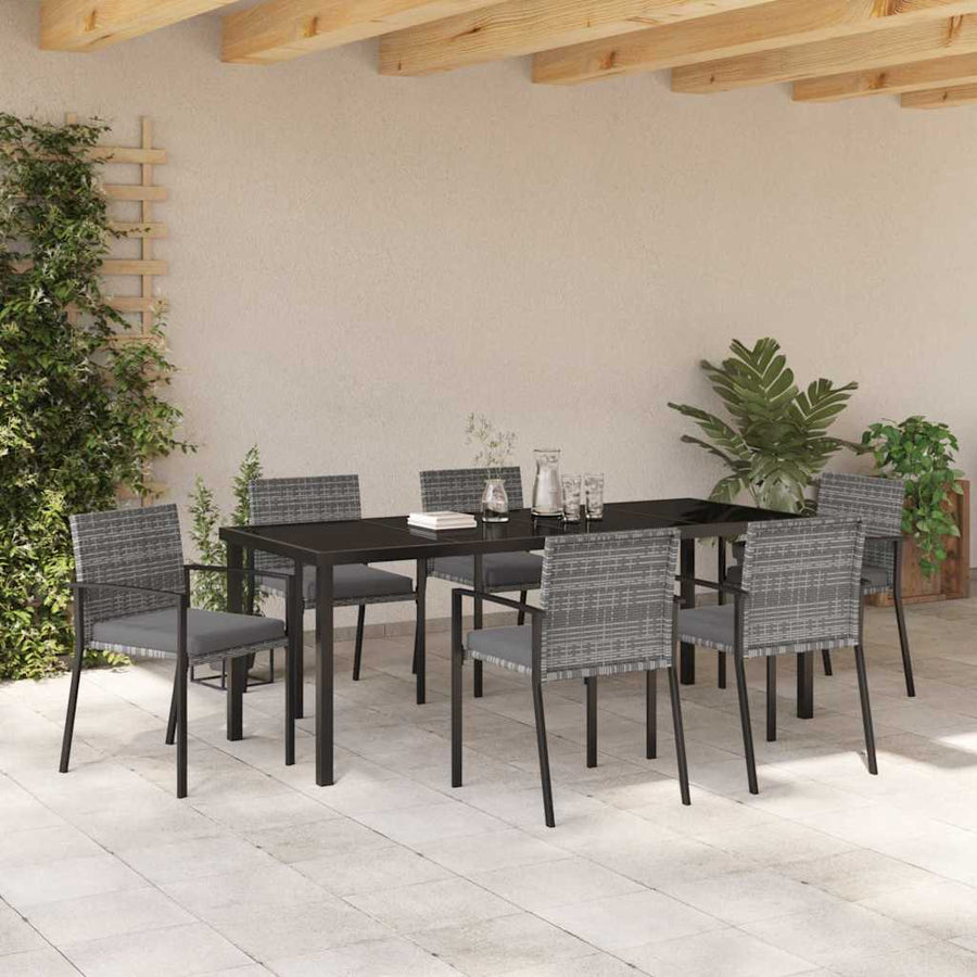 Tuin Eettafelset 6 Pcs Grijs Gepoedercoat Staal