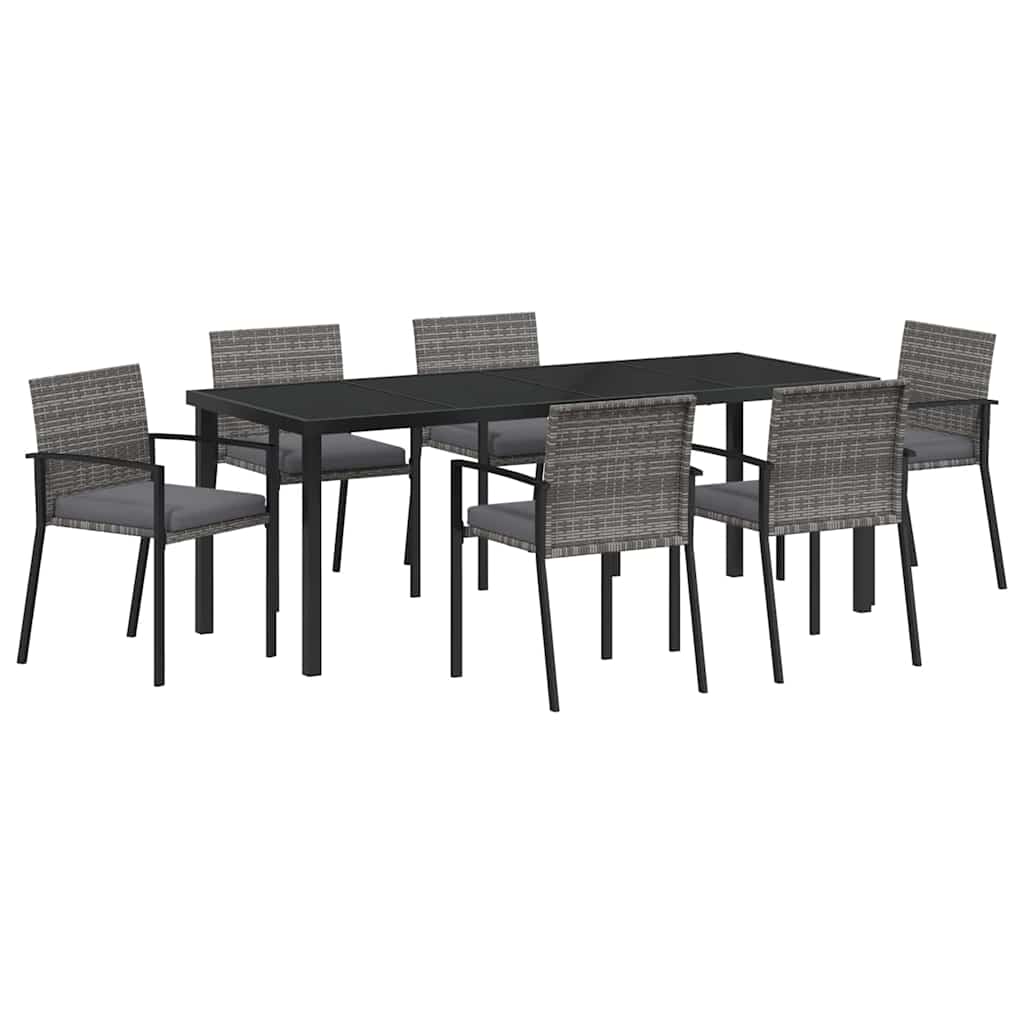Tuin Eettafelset 6 Pcs Grijs Gepoedercoat Staal