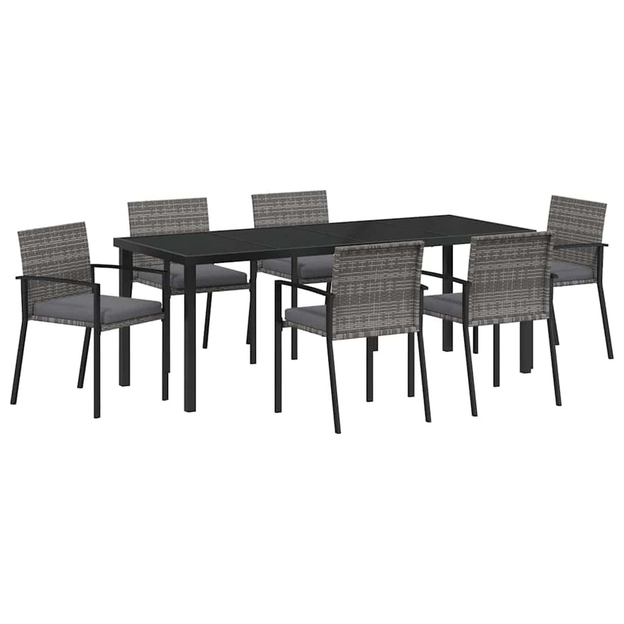 Tuin Eettafelset 6 Pcs Grijs Gepoedercoat Staal