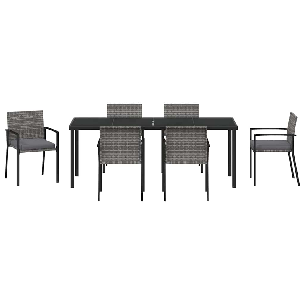 Tuin Eettafelset 6 Pcs Grijs Gepoedercoat Staal