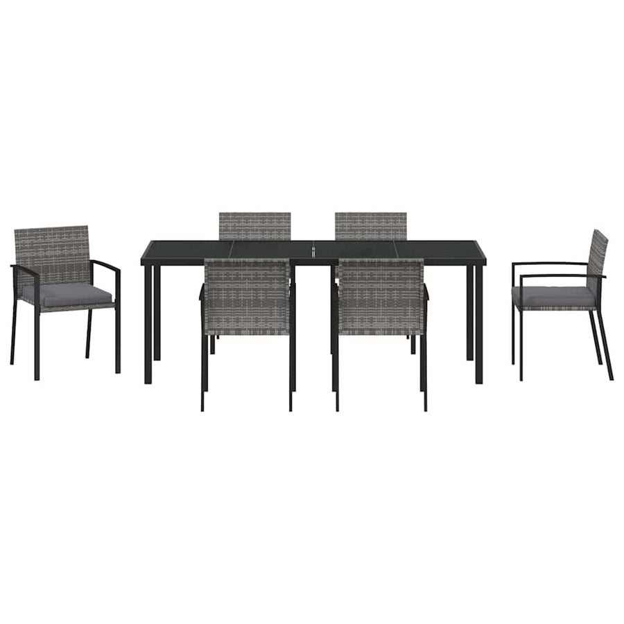 Tuin Eettafelset 6 Pcs Grijs Gepoedercoat Staal