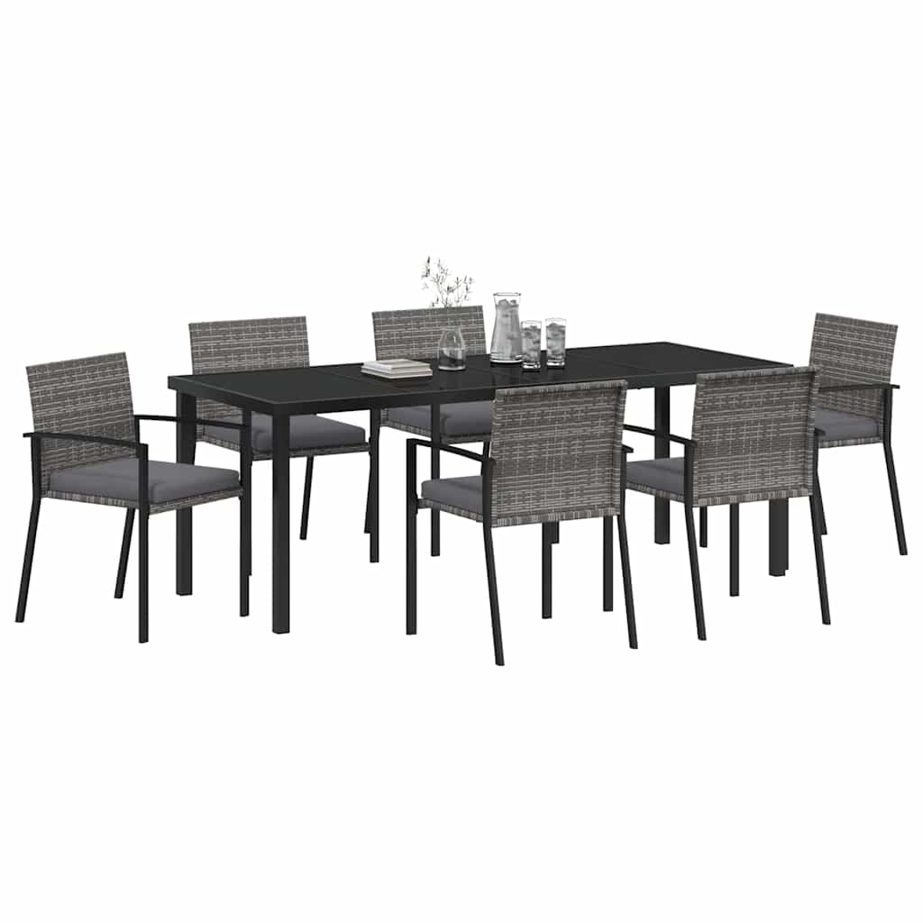 Tuin Eettafelset 6 Pcs Grijs Gepoedercoat Staal