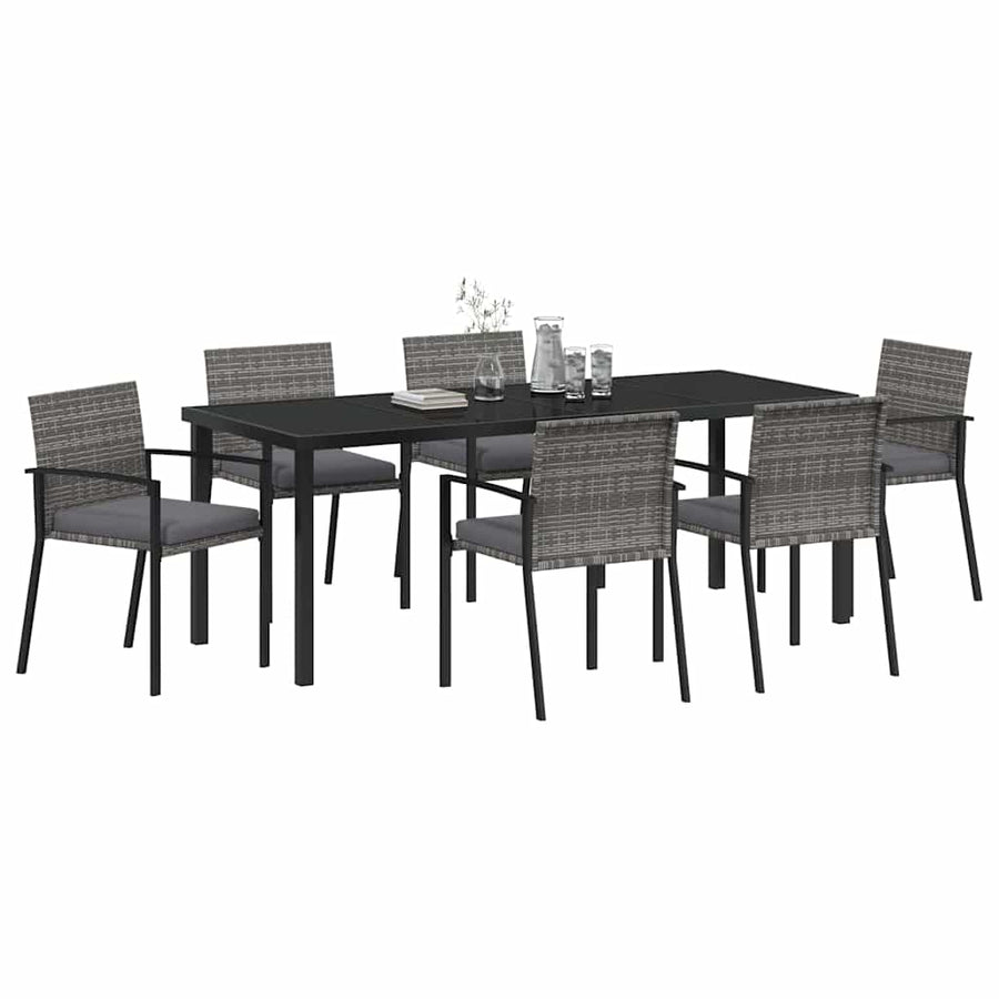 Tuin Eettafelset 6 Pcs Grijs Gepoedercoat Staal