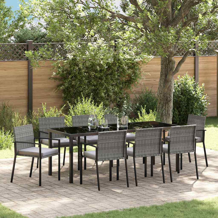 Tuin Eettafelset 9 Pcs Grijs Gepoedercoat Staal