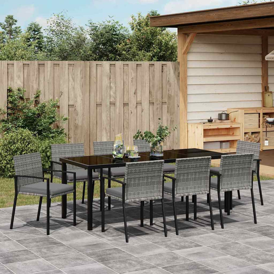 Tuin Eettafelset 9 Pcs Grijs Gepoedercoat Staal