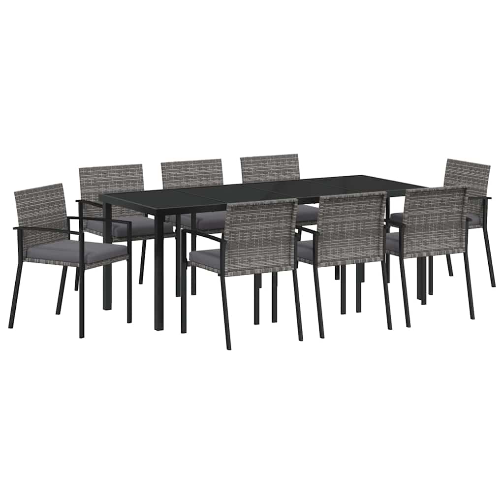 Tuin Eettafelset 9 Pcs Grijs Gepoedercoat Staal