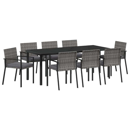 Tuin Eettafelset 9 Pcs Grijs Gepoedercoat Staal