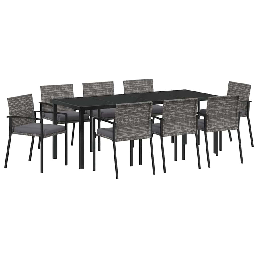 Tuin Eettafelset 9 Pcs Grijs Gepoedercoat Staal