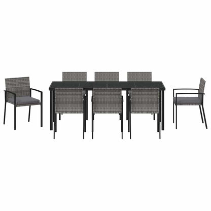 Tuin Eettafelset 9 Pcs Grijs Gepoedercoat Staal