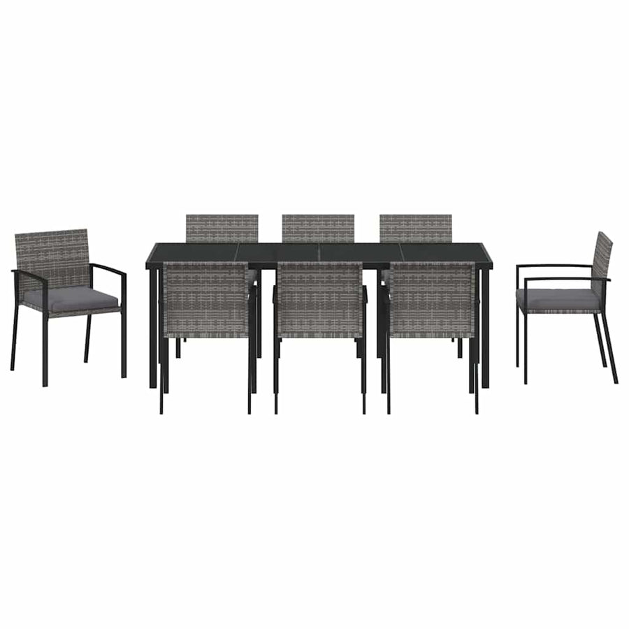 Tuin Eettafelset 9 Pcs Grijs Gepoedercoat Staal