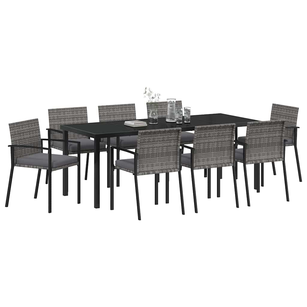Tuin Eettafelset 9 Pcs Grijs Gepoedercoat Staal