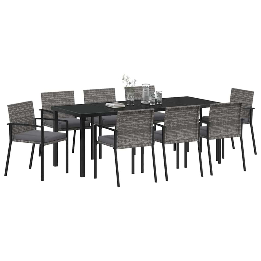 Tuin Eettafelset 9 Pcs Grijs Gepoedercoat Staal
