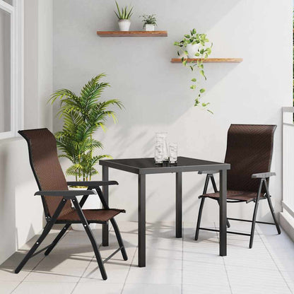 Tuin eettafelset 3 pcs Bruin Gepoedercoat staal